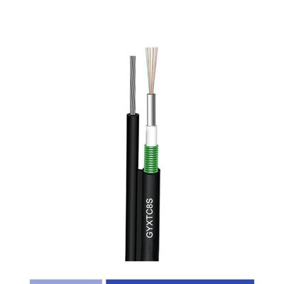 Buy 12 Fiber Singlemode 9/125um Aerial Fiber Cable with messenger PE Jacketed GYXTC8S online manufacture