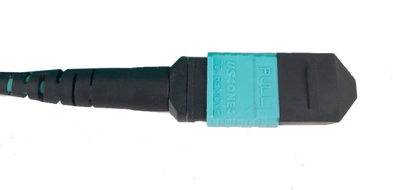 OM4 12 Strand MPO Fiber Patch Cable Female 1m Type B 3.0mm Aqua
