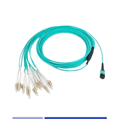 12 Fiber OM3 MTP®  to LC Simplex Fiber Optic Trunk Cable Female LSZH Patch Cord 1m