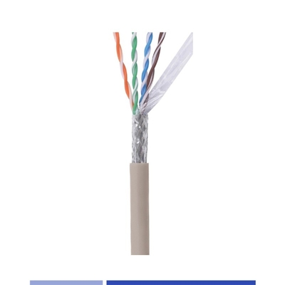 PVC Jacket Cat6 Network Cable 23AWG SFTP Network Cable Solid Copper 4 Pair Grey 305Mtr