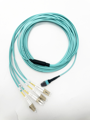 8 Core OM3 MTP®  to LC Fiber Optic Trunk Cable Female Plenum Patch Cord 5m for high density data center